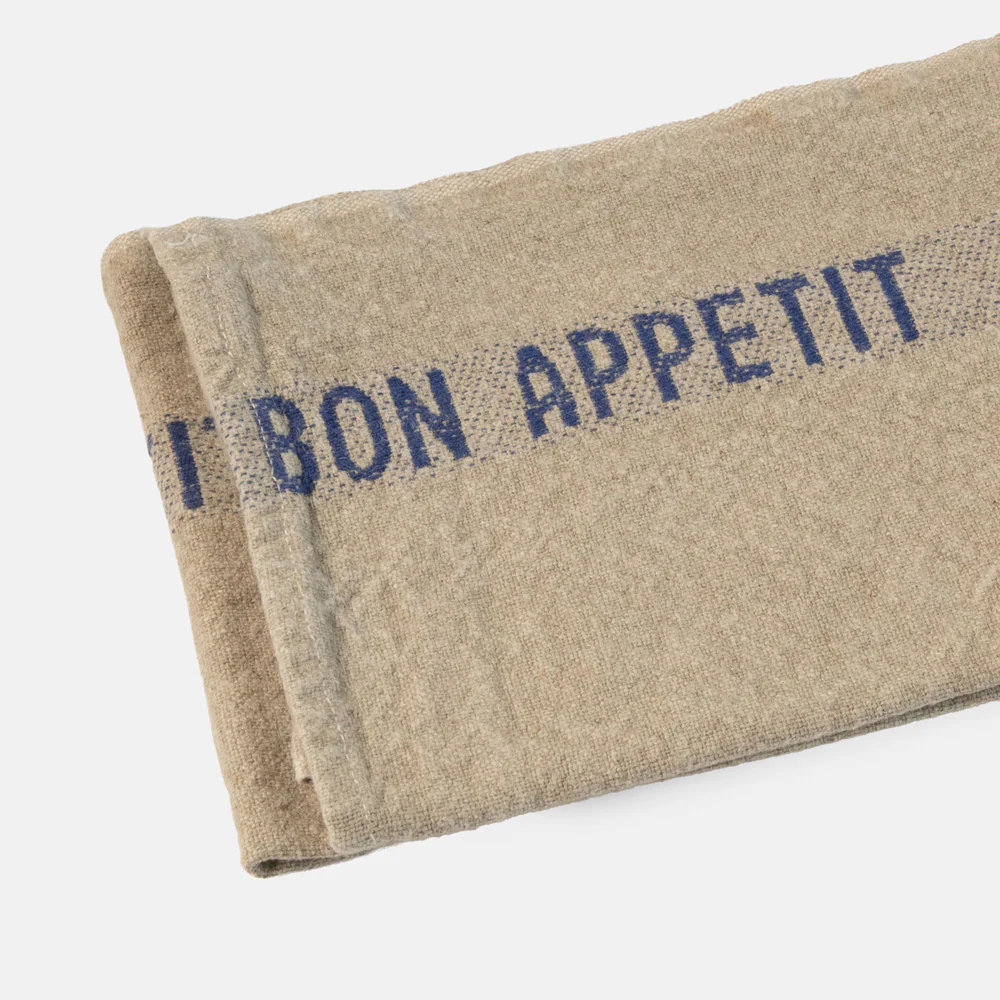 Beige/Blue Bon Appetit Linen Tea Towel - Image 2