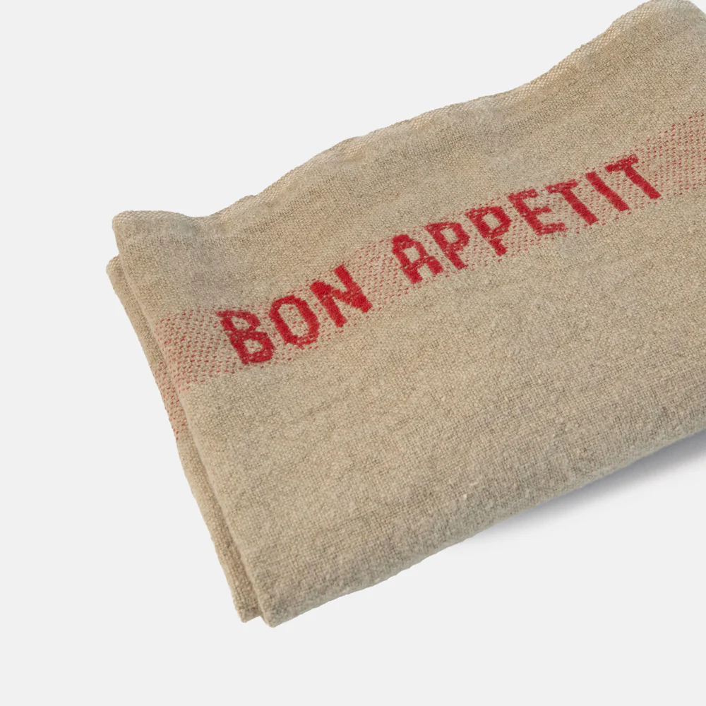 Beige/Red Bon Appetit Linen Tea Towel - Image 2