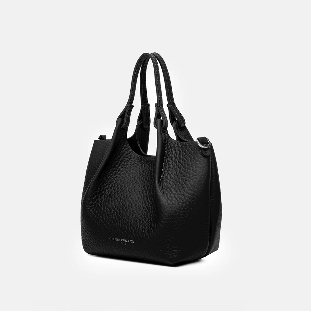 Black Leather Dua Large Tote Bag - Image 6