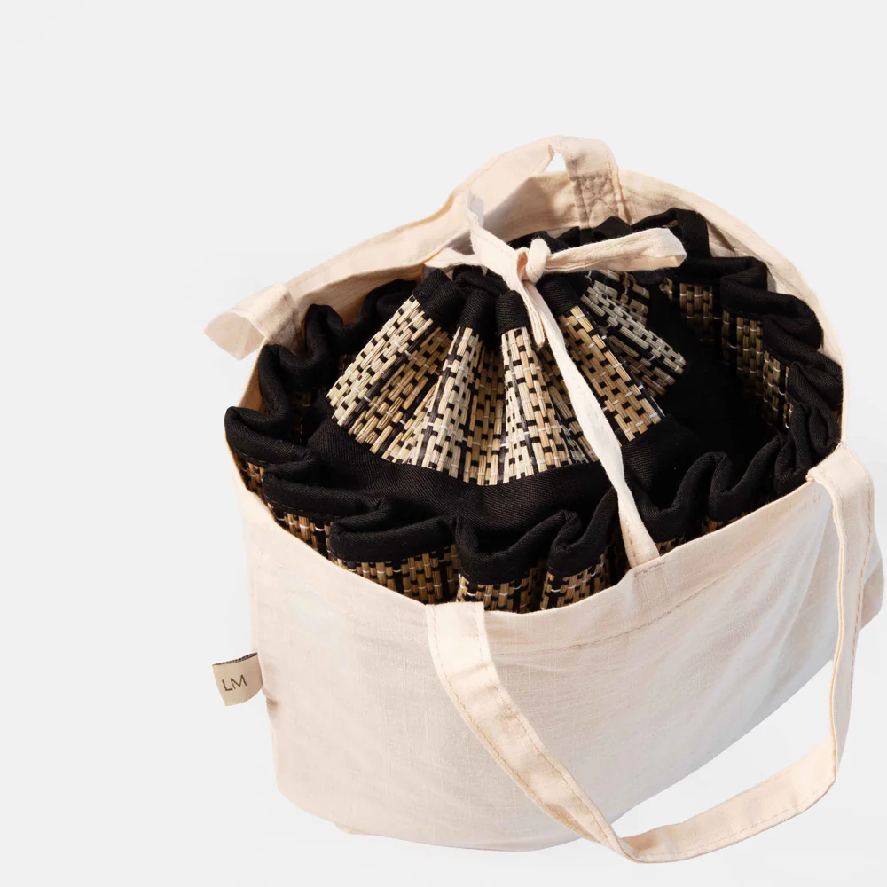 Black/Natural Straw Capri Pleated Hat - Image 4