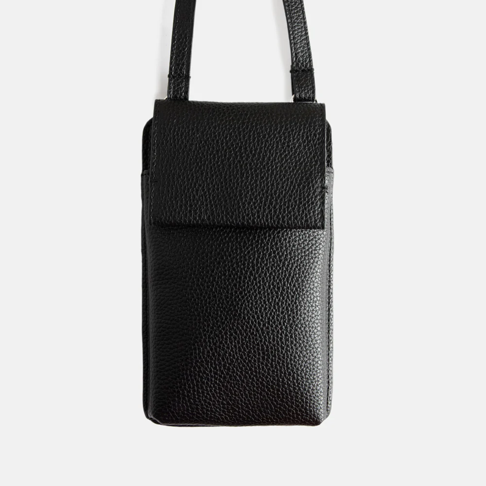Black Vegan Leather Phone Bag - Image 3