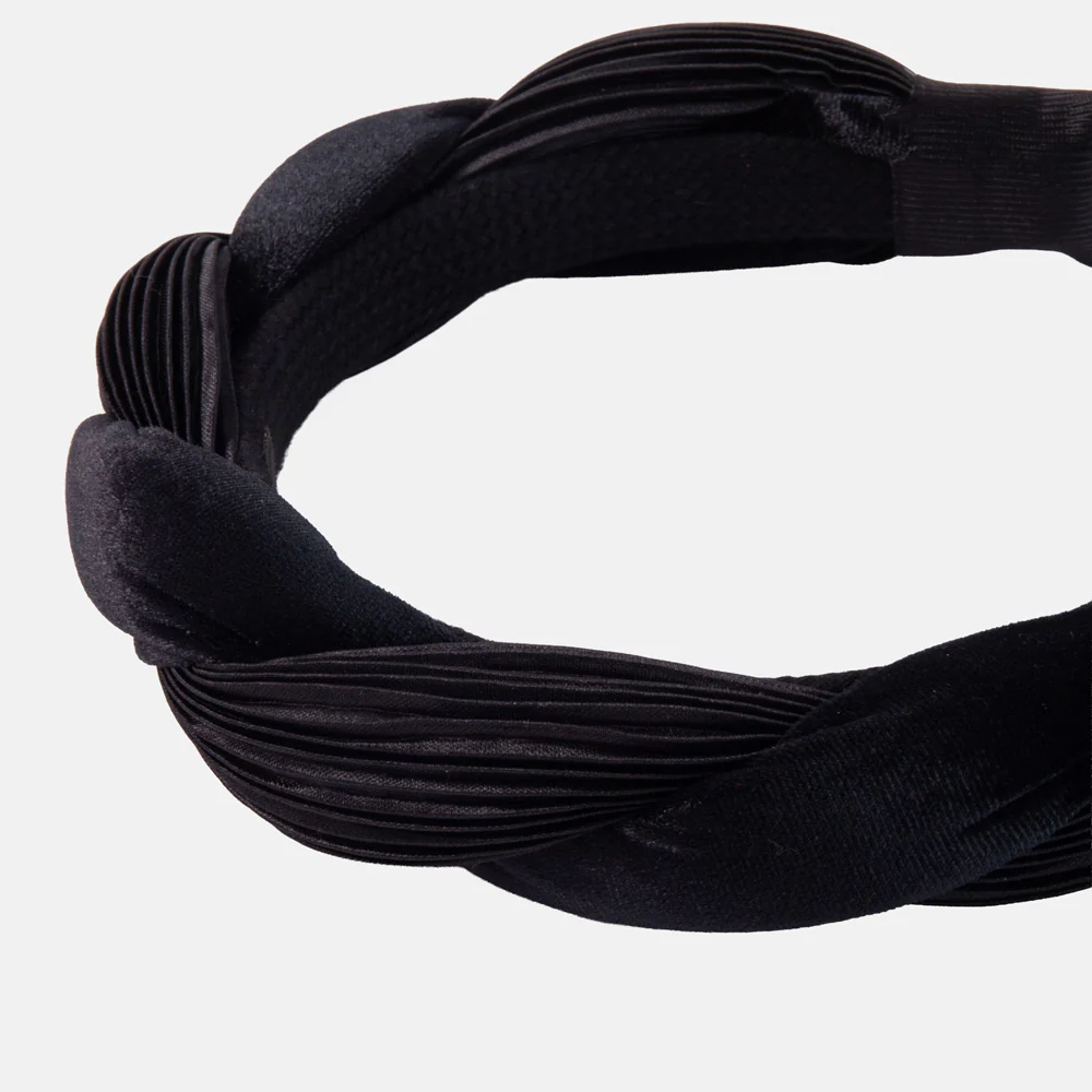 Black Velvet & Silk Twisted Headband - Image 2