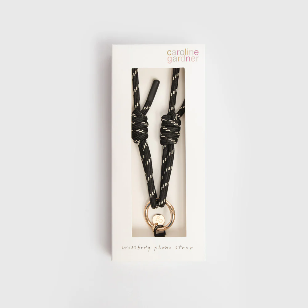 Black/White Cord Crossbody Phone Strap - Image 2