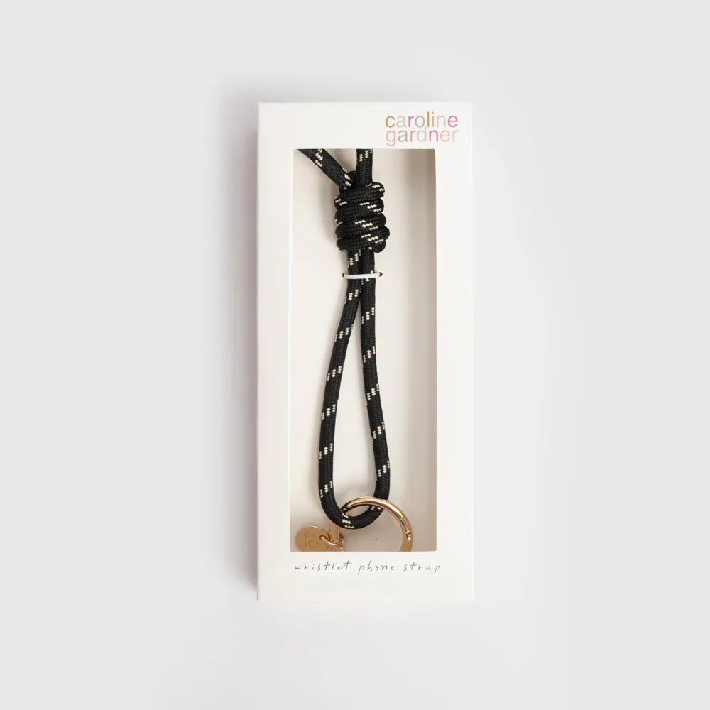 Black/White Cord Wristlet Phone Strap - Image 2