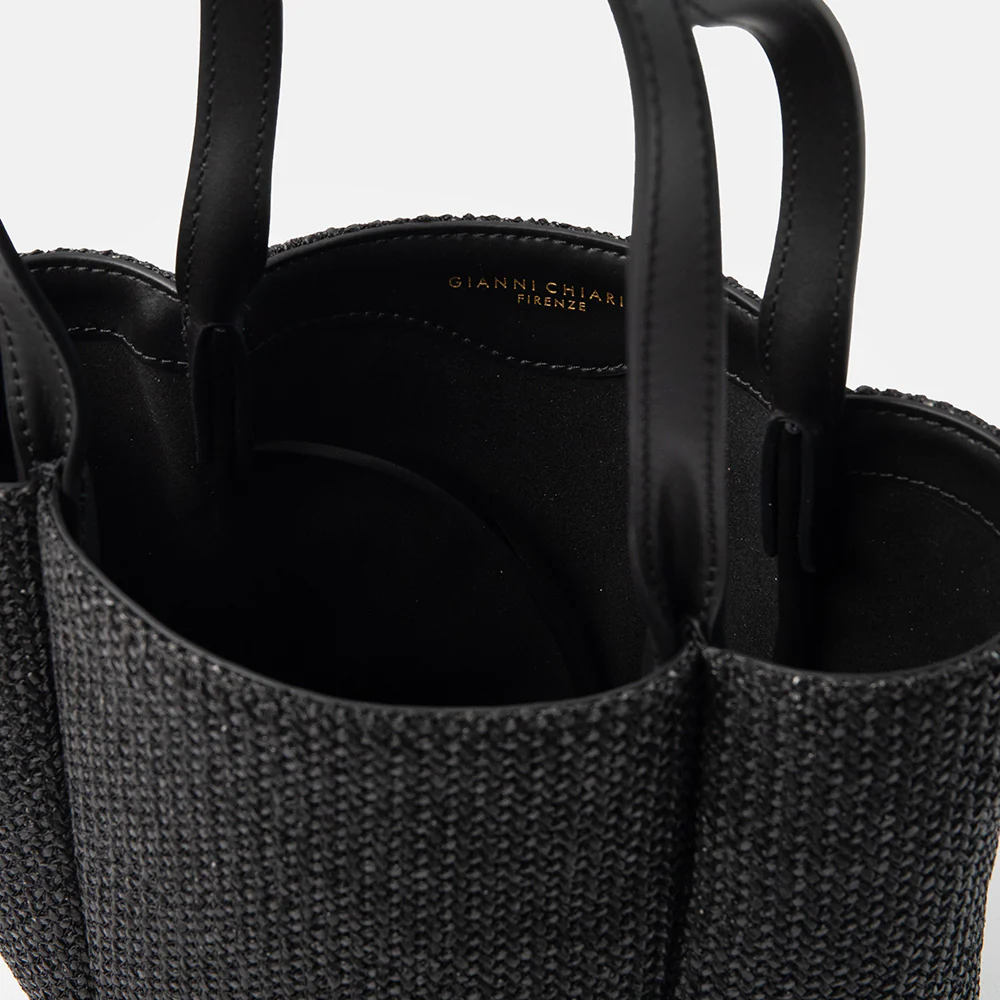 Black Woven Straw Lily Handbag - Image 2