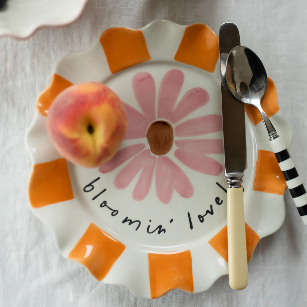 Bloomin' Lovely Pink Flower Ceramic Plate - Image 2