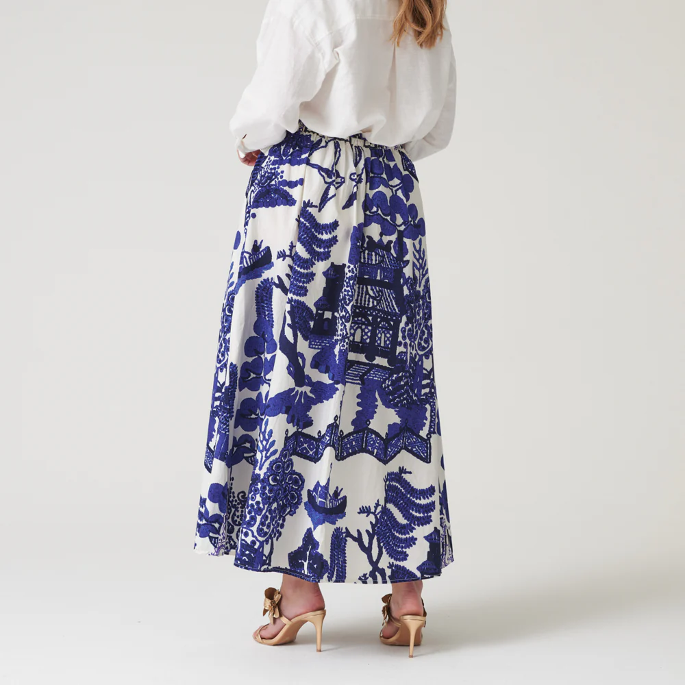 Blue Giant Willow Cotton A-Line Skirt - Image 2