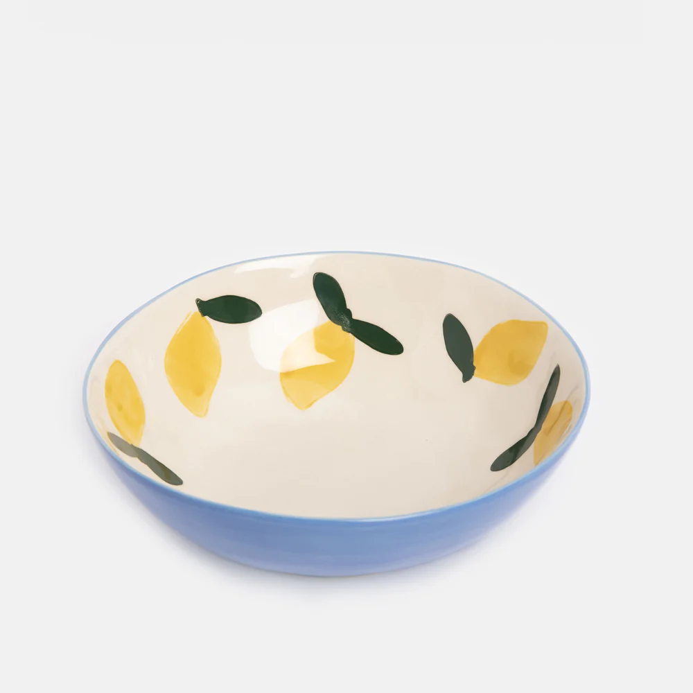 Blue Lemons Stoneware Bowl - Image 3