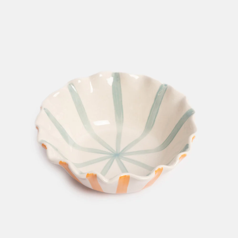 Blue & Orange Striped Scallop Edge Cereal Bowl - Image 3