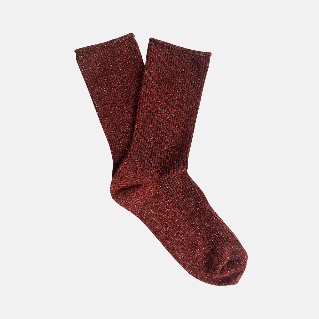Burgundy Rib Sparkle Socks - Image 3