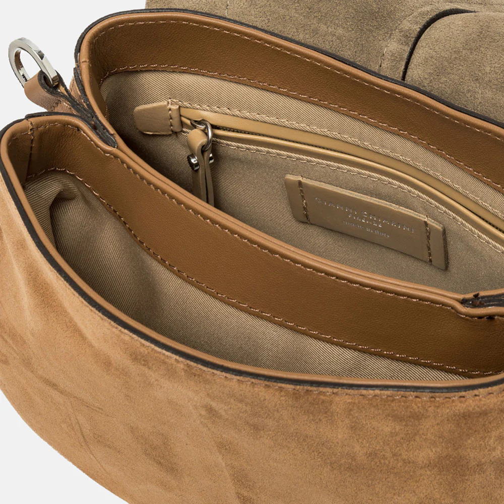 Caramel Suede Studded Helena Saddle Bag - Image 2