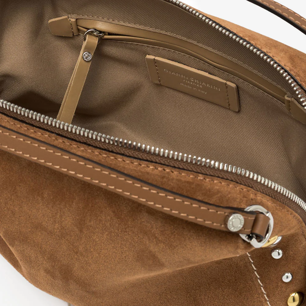 Caramel Suede Studded Large Alifa Bag - Image 2