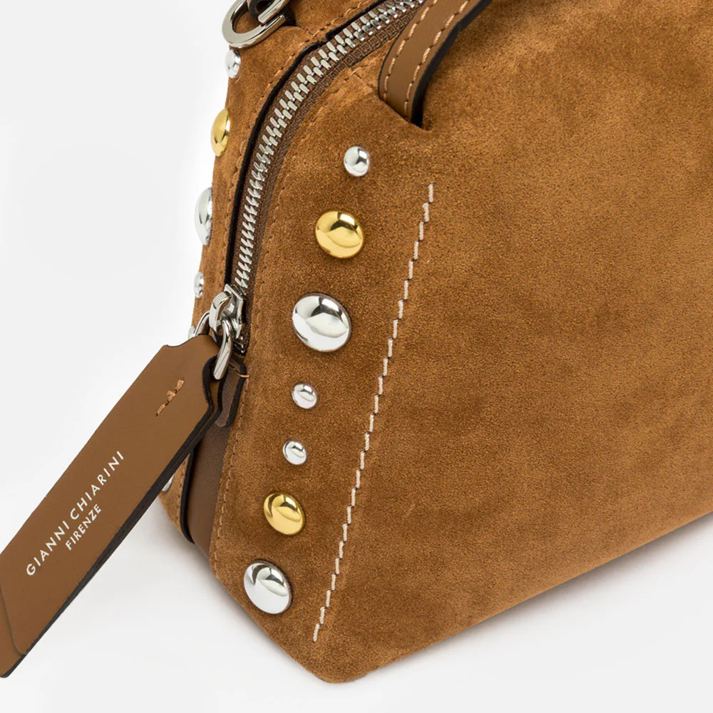 Caramel Suede Studded Large Alifa Bag - Image 3