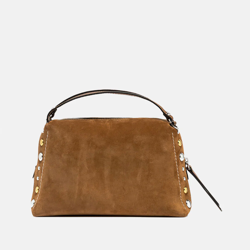 Caramel Suede Studded Large Alifa Bag - Image 4