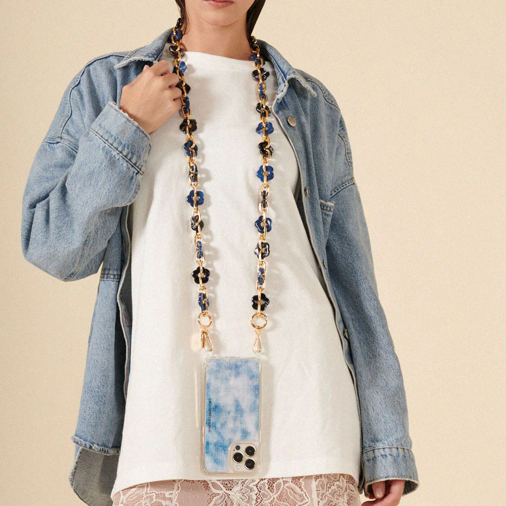 Cassy Blue Resin Flowers Phone Chain - Image 3