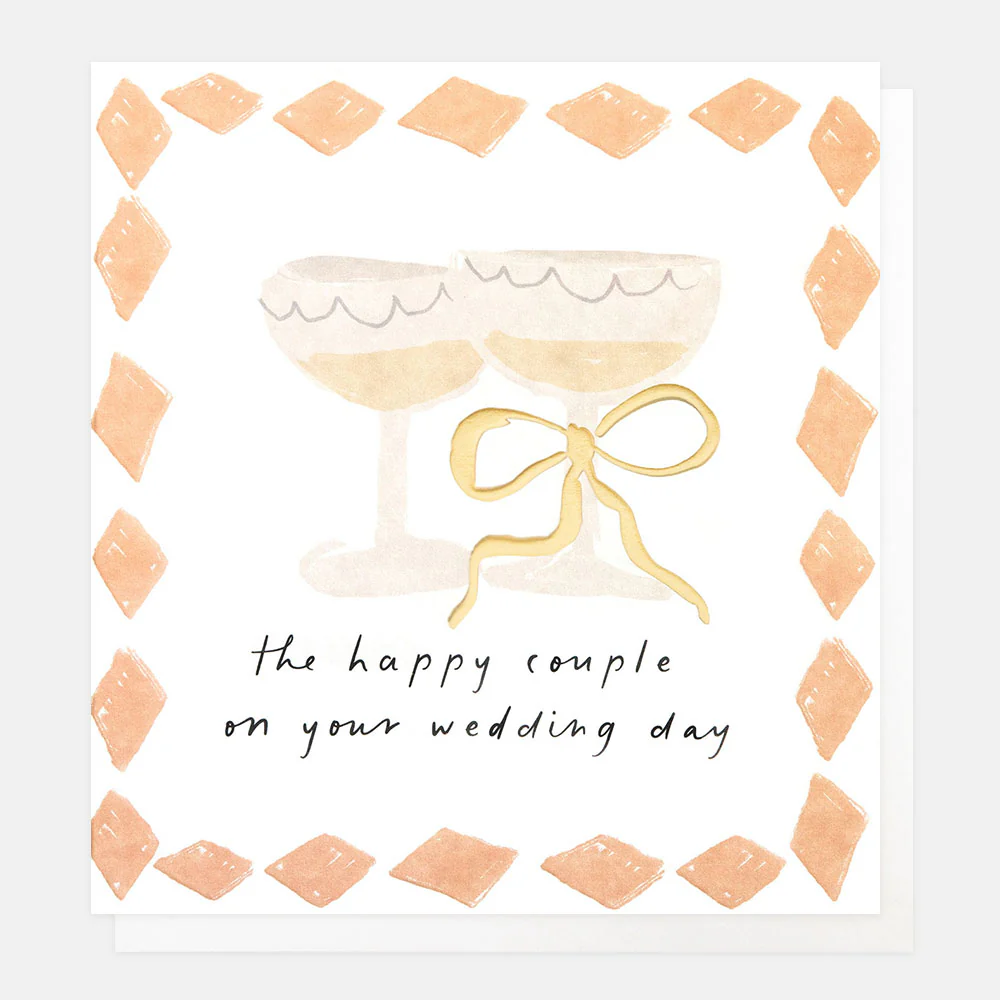 Champagne Glasses & Bow Wedding Card