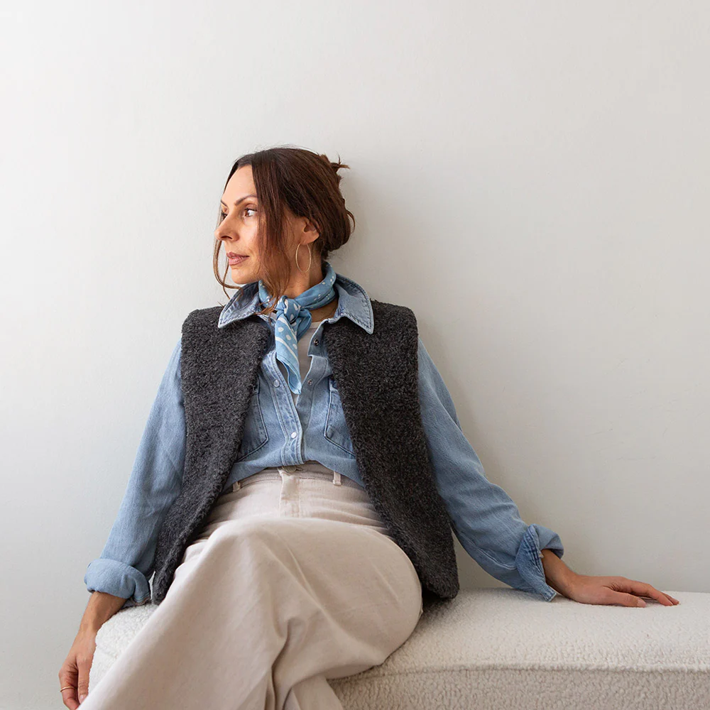 Charcoal Merino Sheepskin Gilet - Image 3