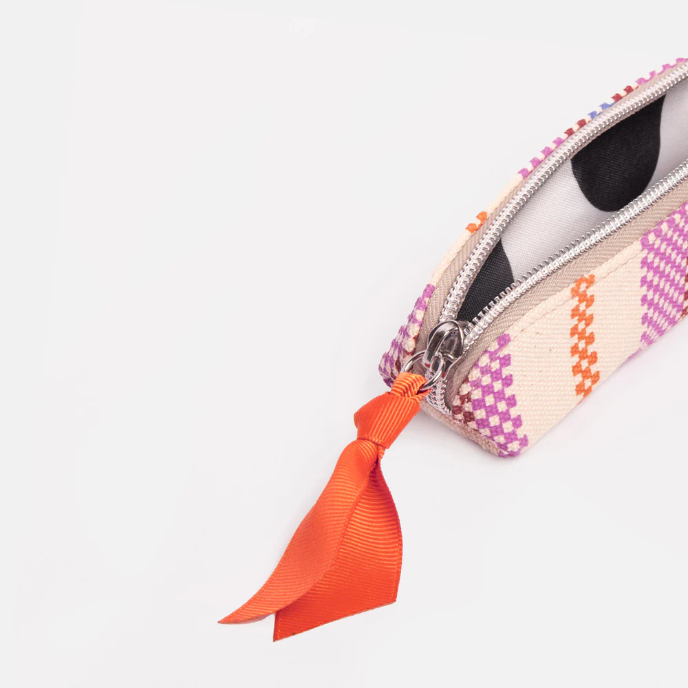 Checkerboard Stripe Canvas Pencil Case - Image 3