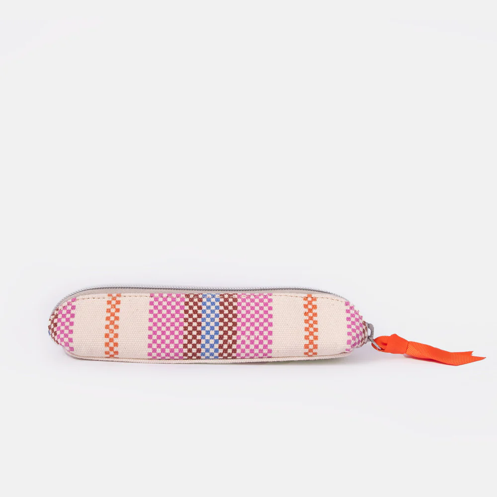 Checkerboard Stripe Canvas Pencil Case - Image 4
