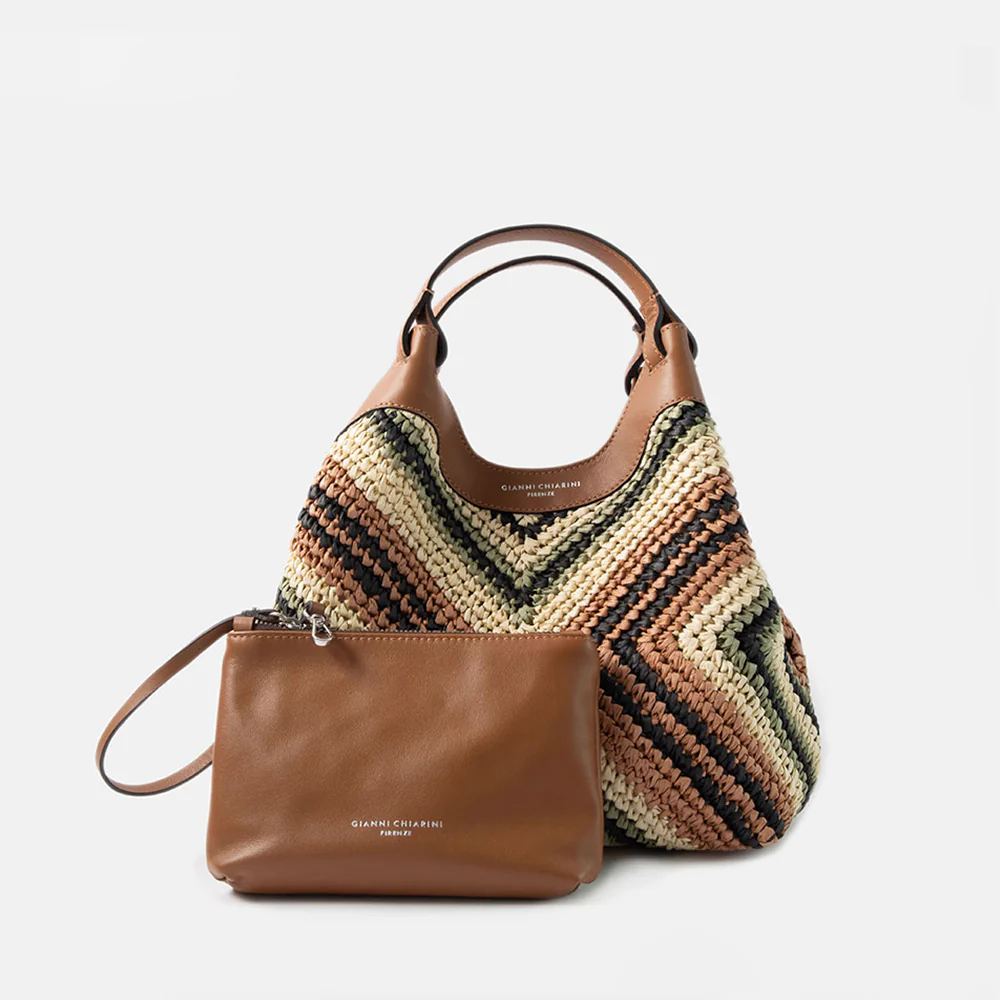 Chevron Woven Straw Dua Tote Bag - Image 2