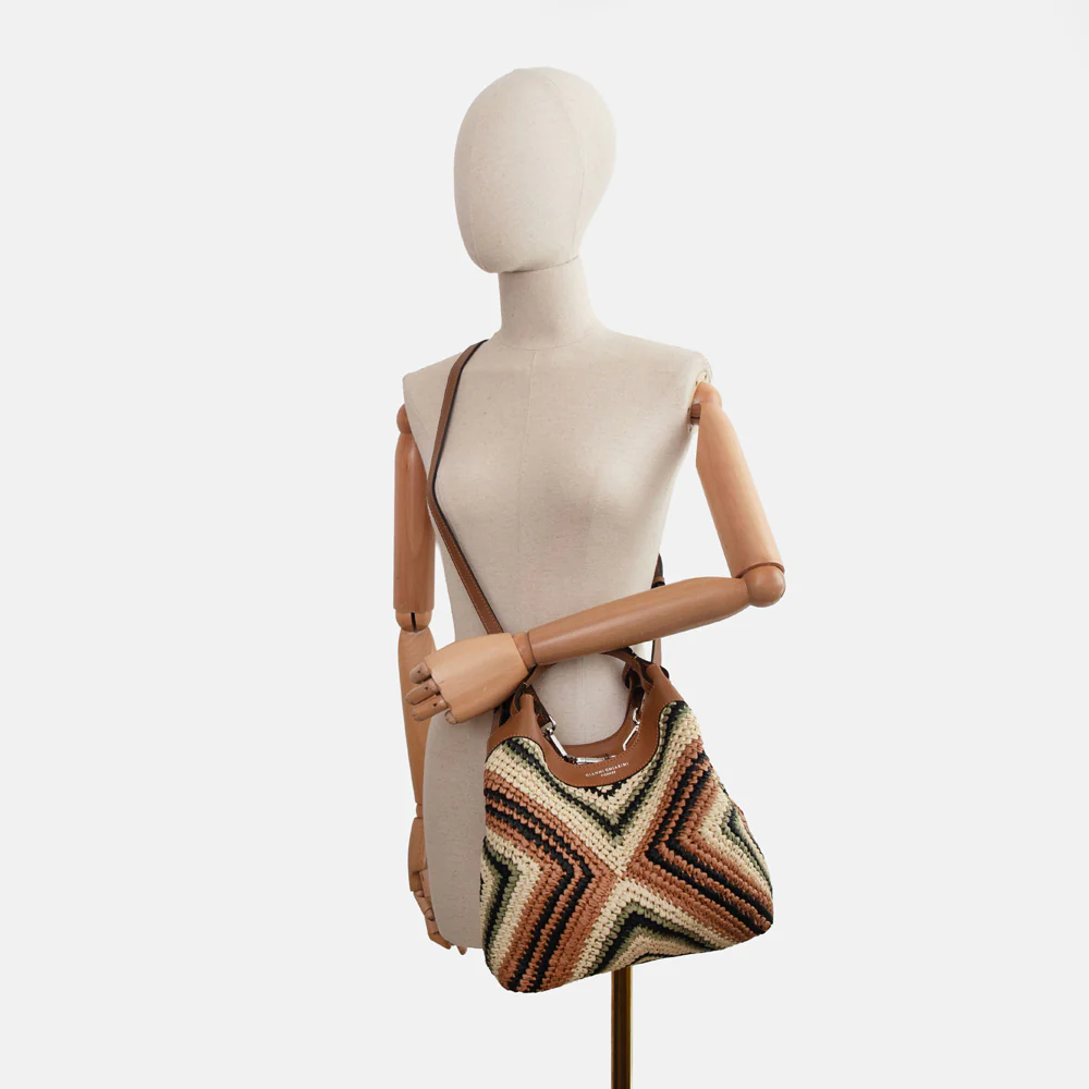 Chevron Woven Straw Dua Tote Bag - Image 4