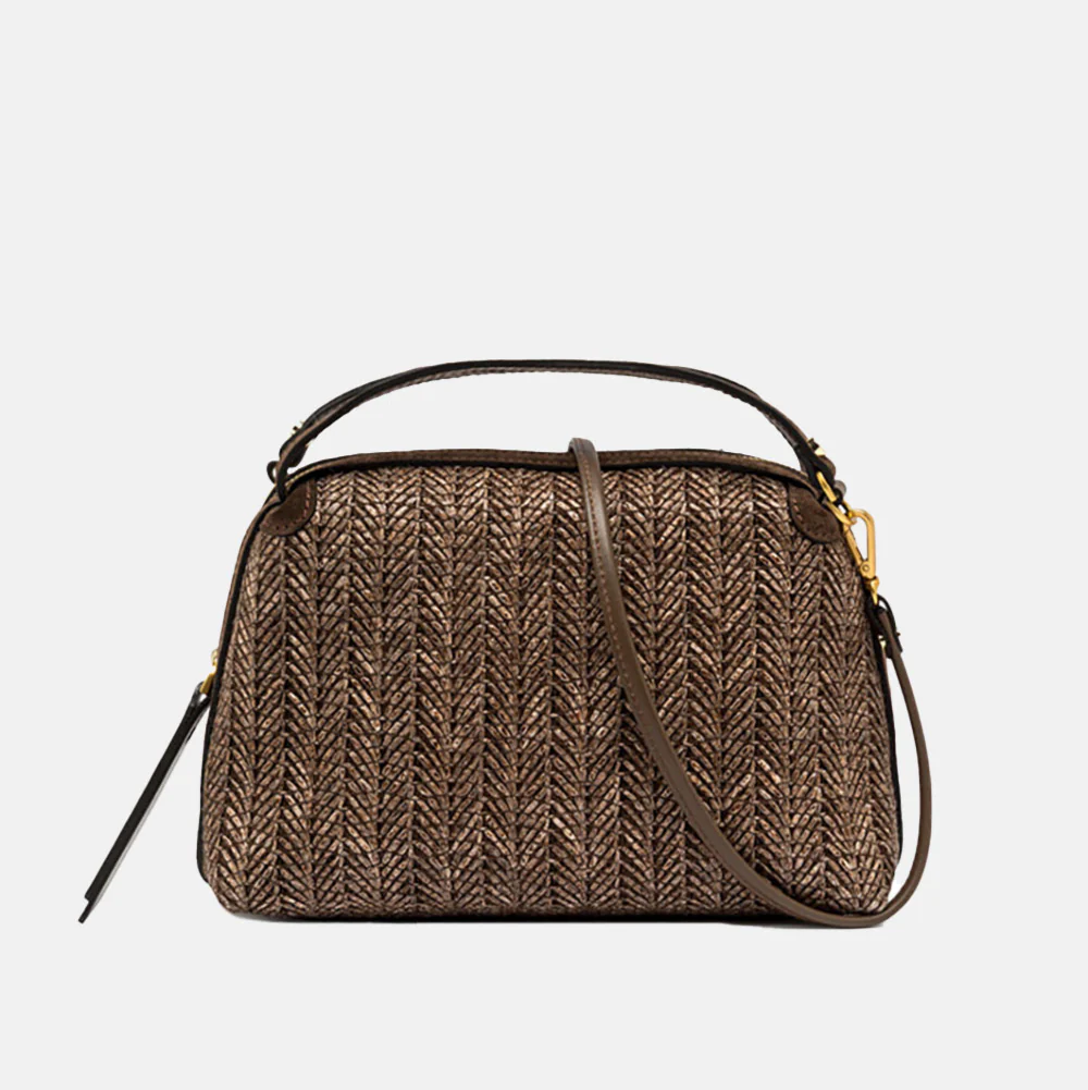 Chocolate Woven Straw Large Alifa Bag