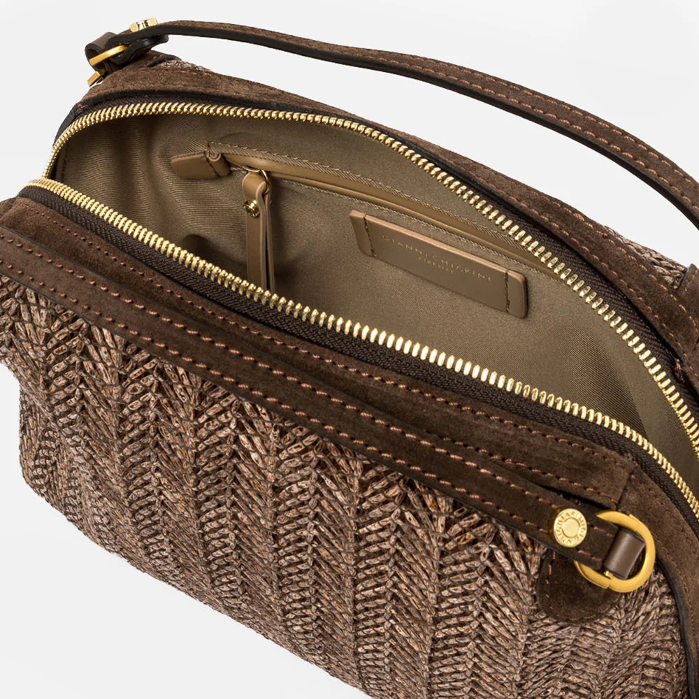 Chocolate Woven Straw Large Alifa Bag - Image 2