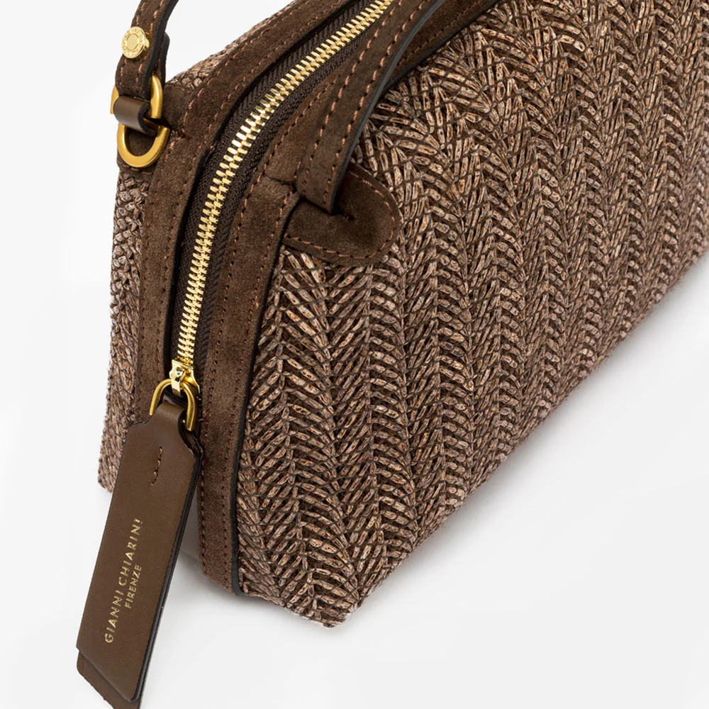 Chocolate Woven Straw Large Alifa Bag - Image 3