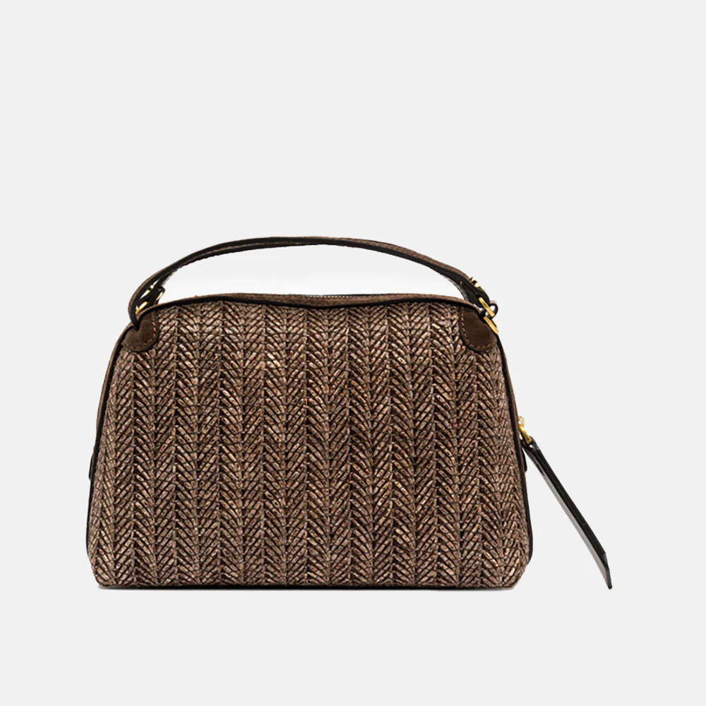 Chocolate Woven Straw Large Alifa Bag - Image 4