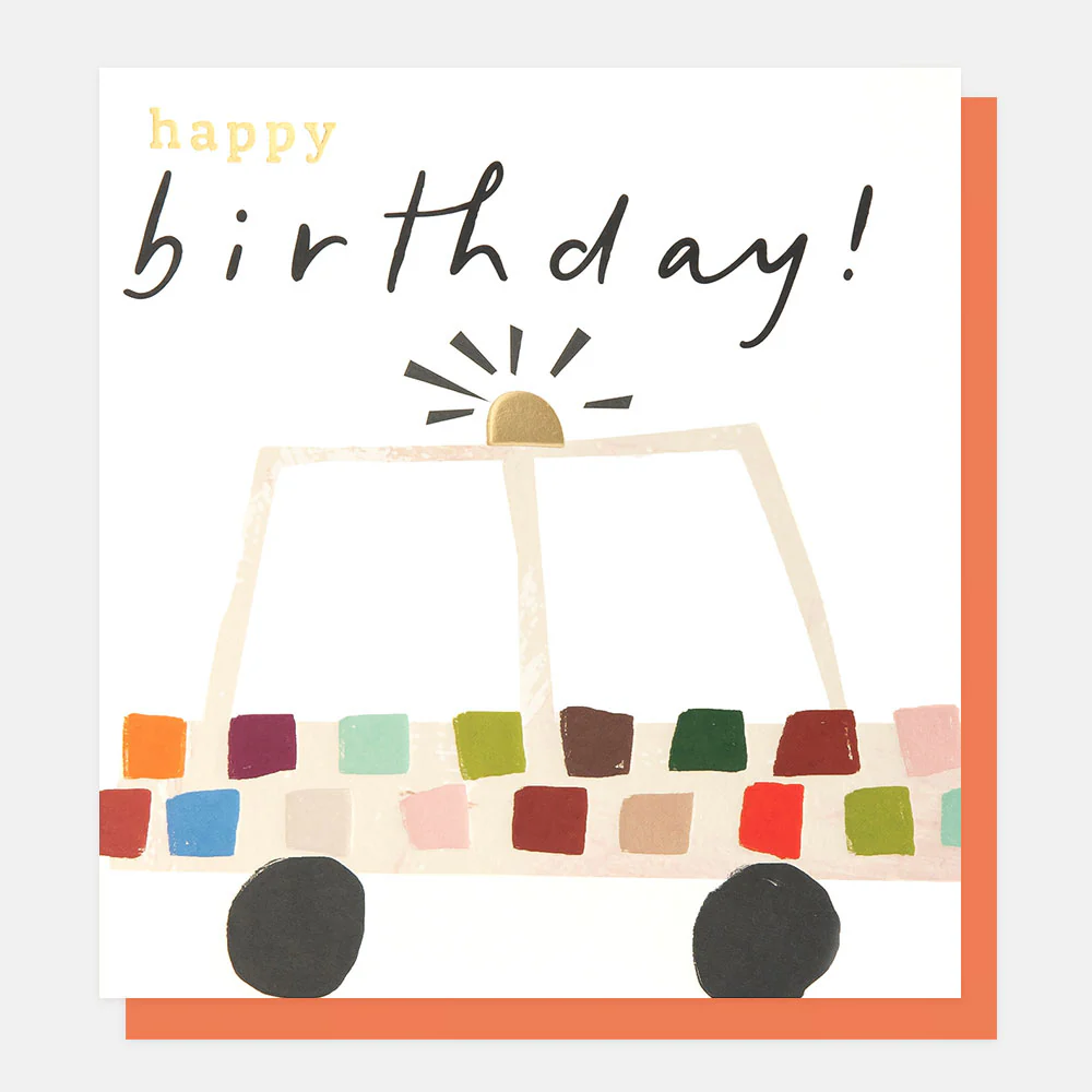 Colourful Police Car Happy Birthday Card