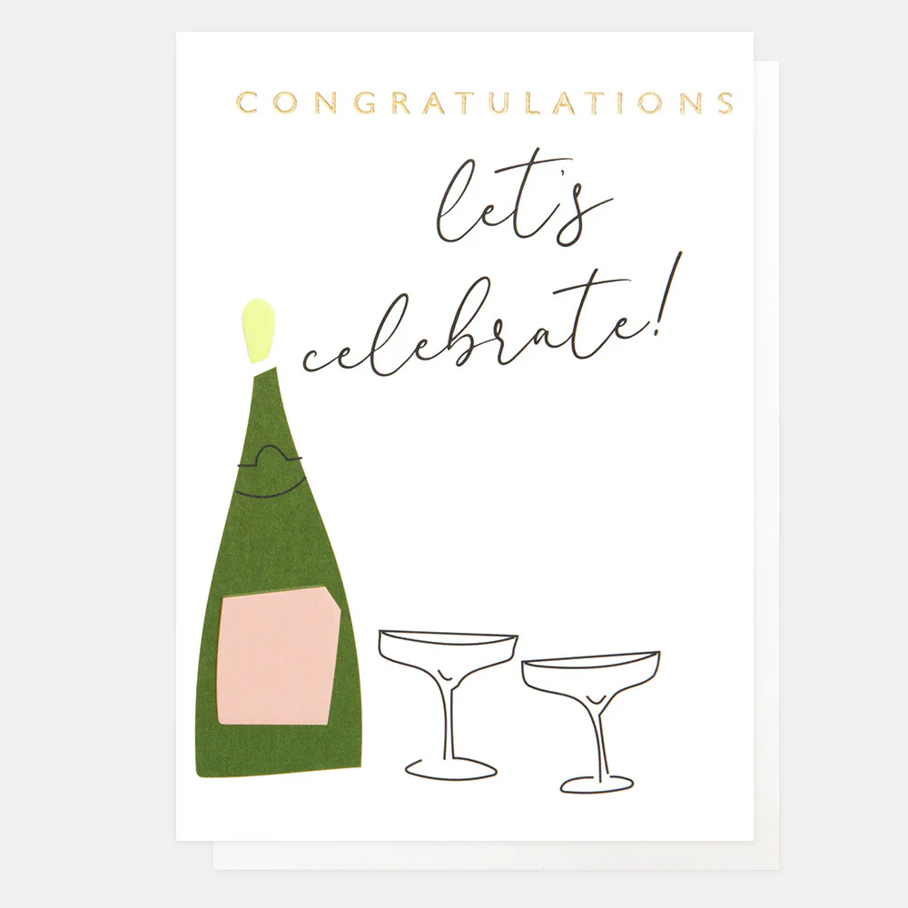 Let's Celebrate Bottle And Glasses Congratulations Card