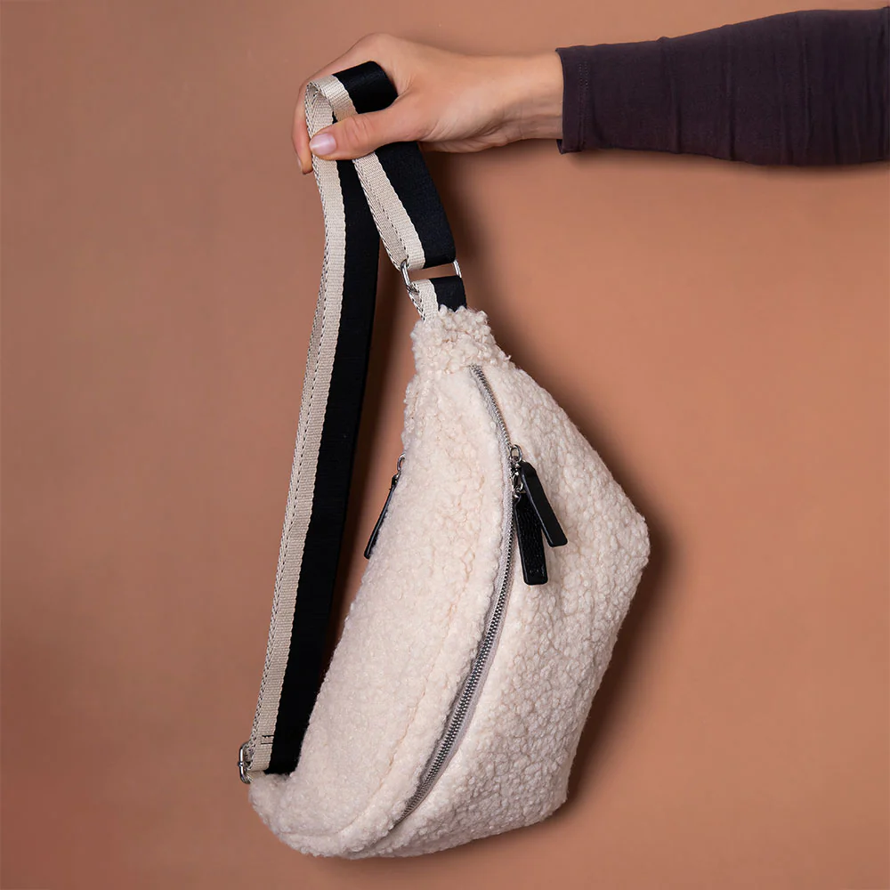 Cream Borg Crossbody Bag - Image 2