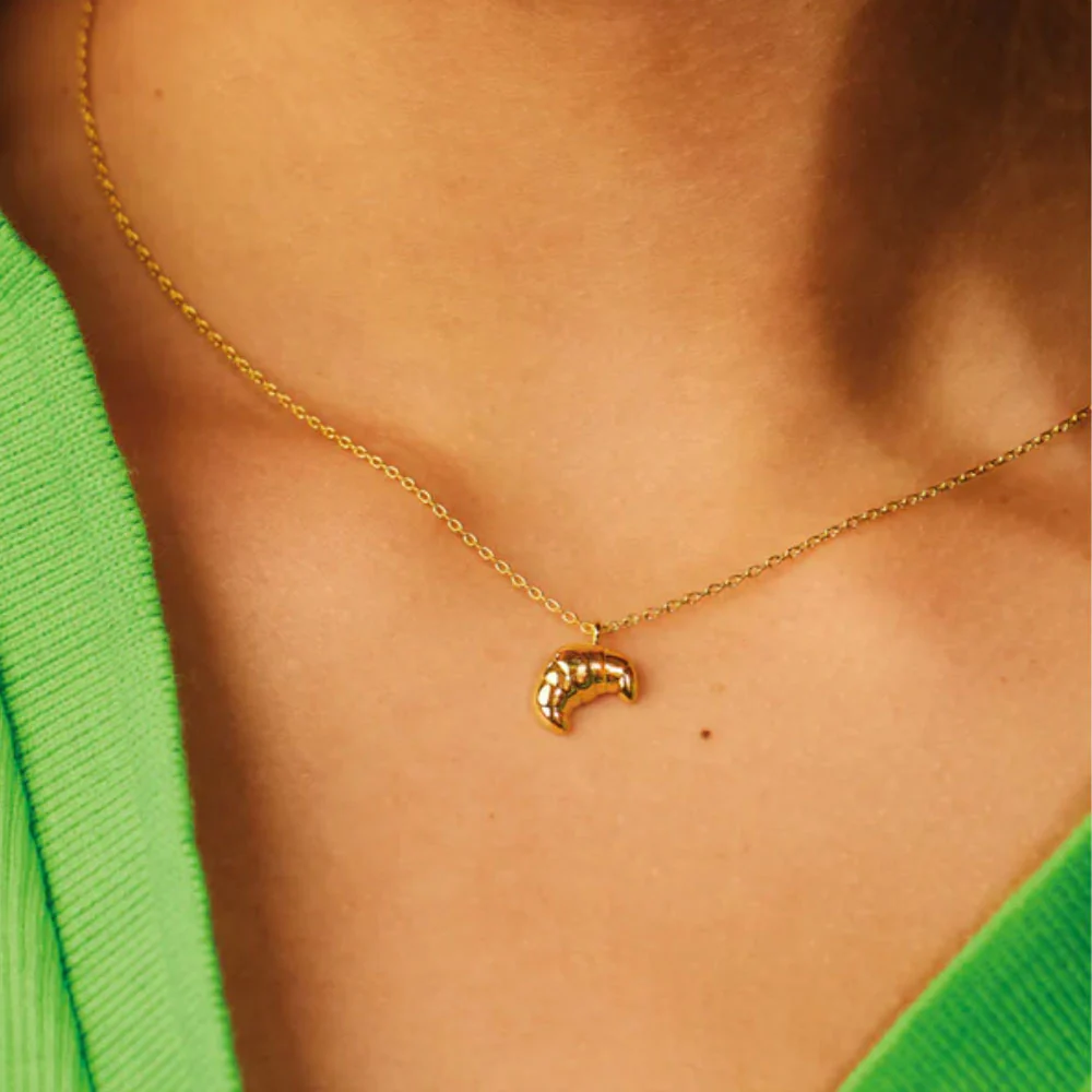 Gold Plated Croissant Necklace - Image 4