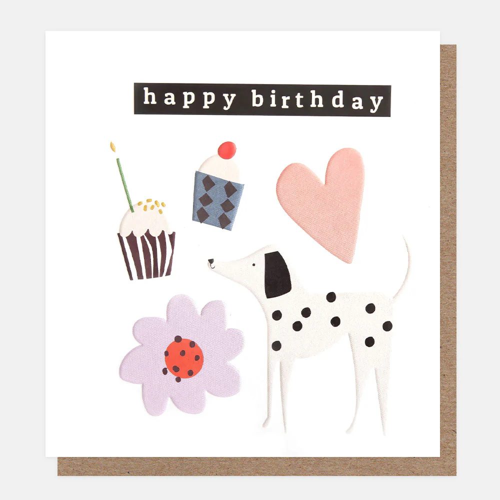 Dalmatian & Cupcakes Happy Birthday Card