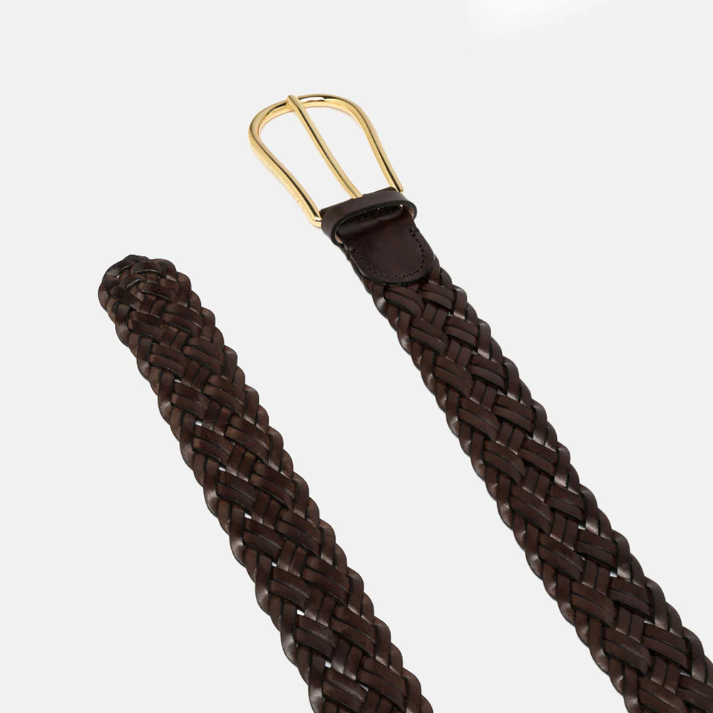 Dark Brown Woven Leather Belt - Image 2