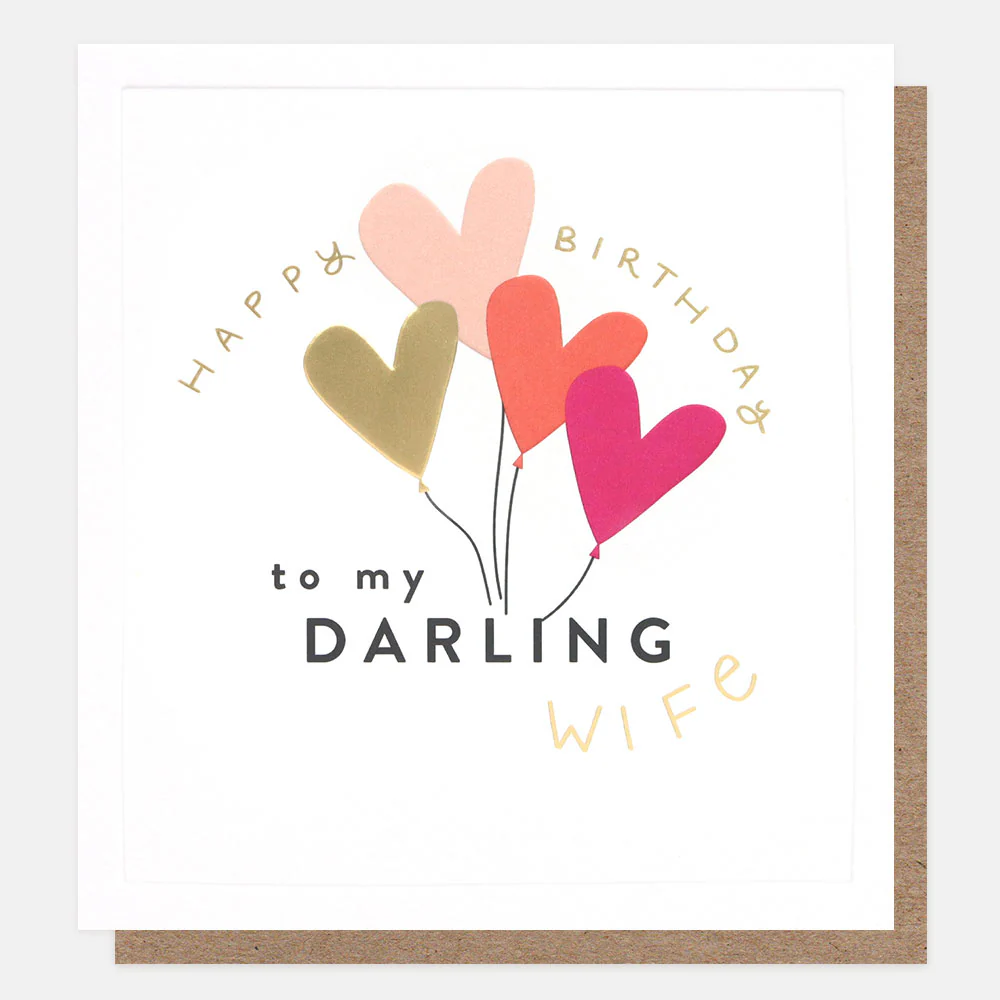 Heart Balloons Birthday Card For Wife