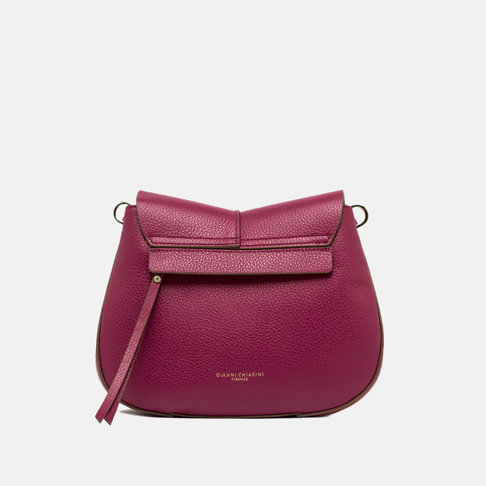 Fuchsia Pink Leather Helena Saddle Bag - Image 3