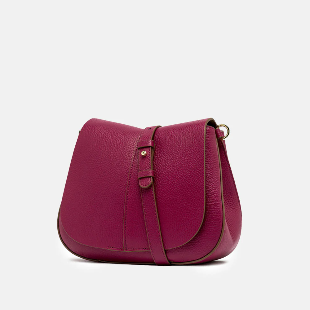 Fuchsia Pink Leather Helena Saddle Bag - Image 4