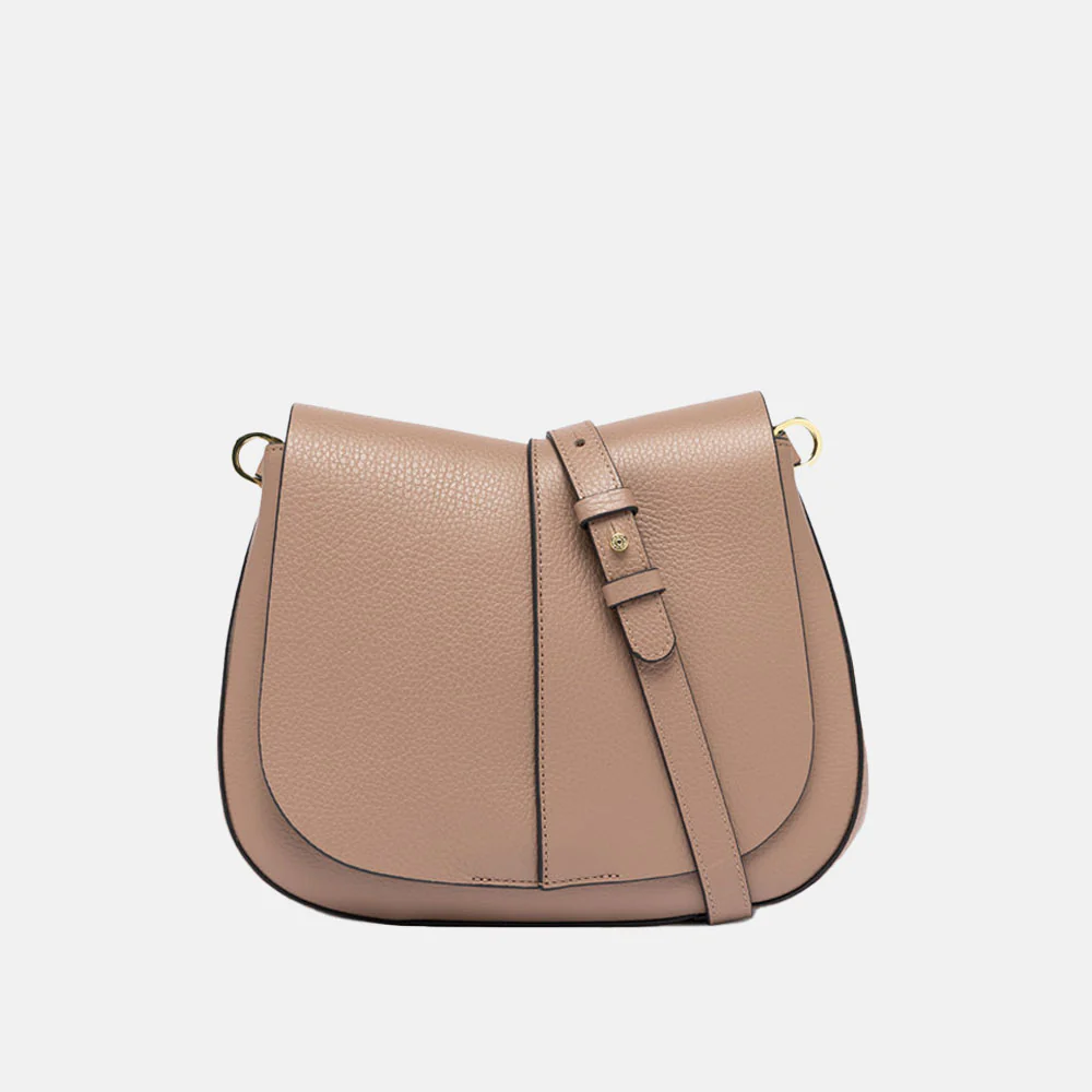 Dove Grey Leather Helena Saddle Bag - Image 5