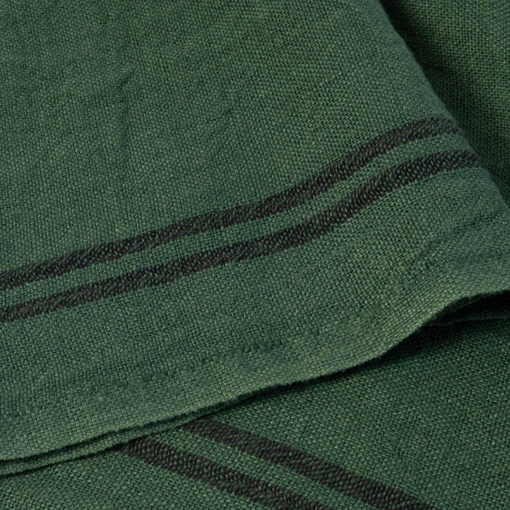 Emerald Green Stripe Linen Tea Towel - Image 2
