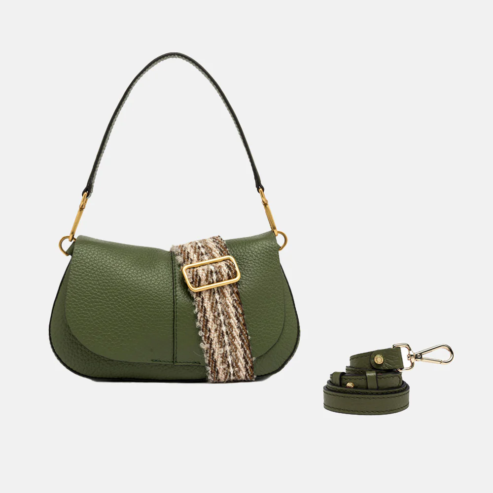 Fir Green Leather Helena Baguette Bag