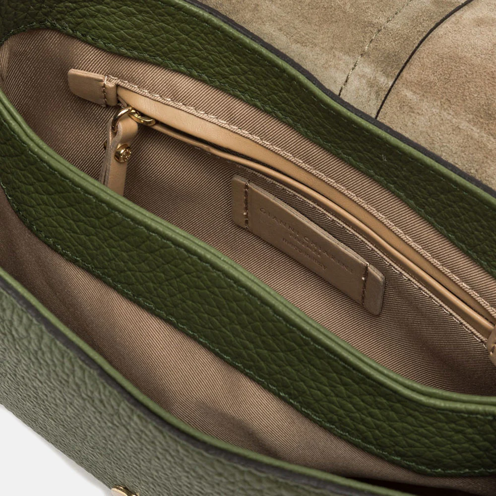 Fir Green Leather Helena Baguette Bag - Image 2