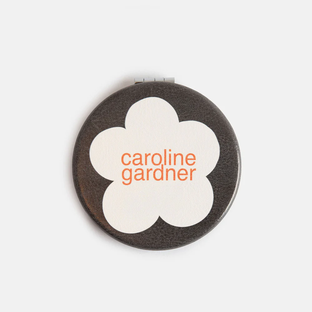 Flower Charcoal Round Pocket Mirror - Image 3