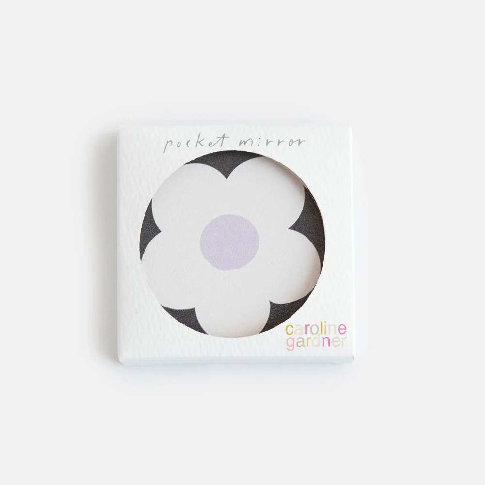 Flower Charcoal Round Pocket Mirror - Image 4