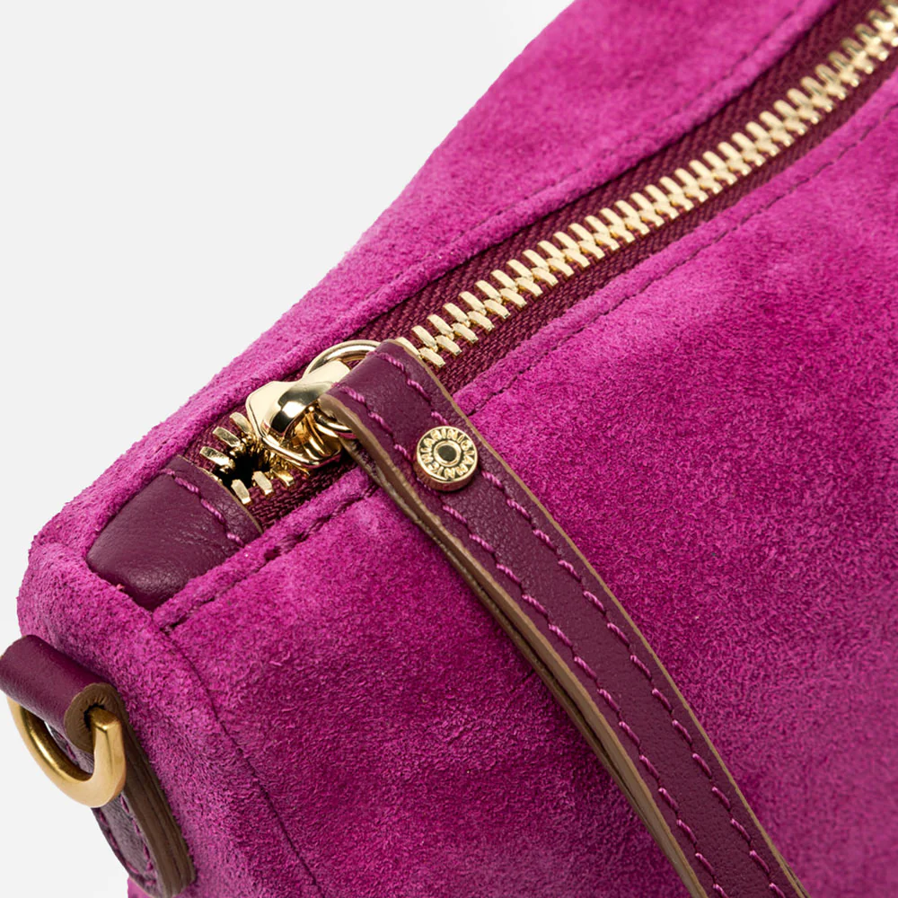 Fuchsia Pink Suede Nora Wristlet Pouch - Image 3