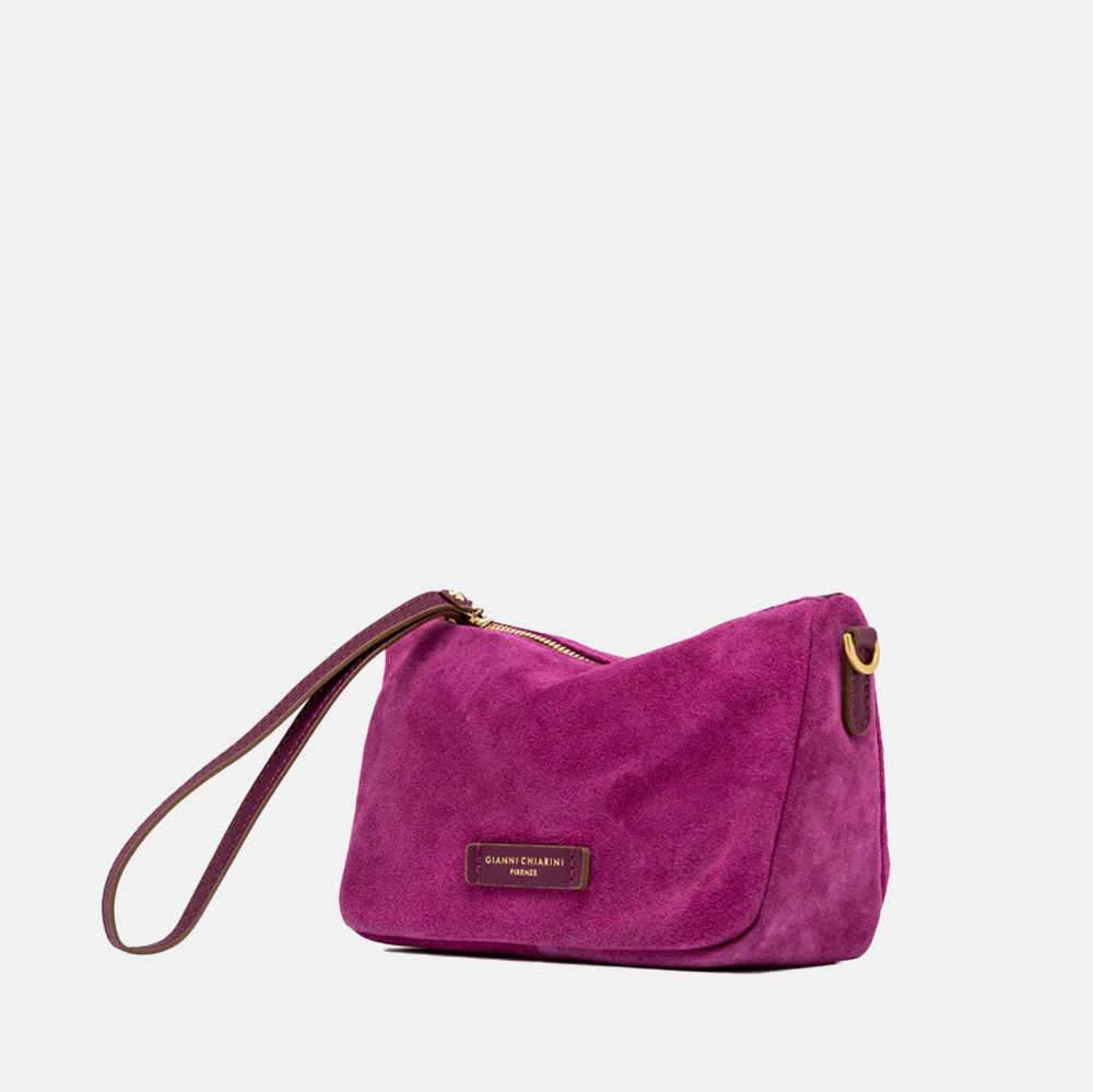 Fuchsia Pink Suede Nora Wristlet Pouch - Image 5