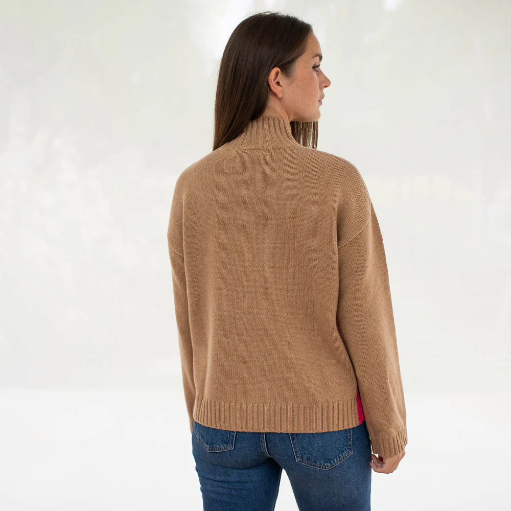Fudge/Pink Merino & Cashmere Jumper - Image 2