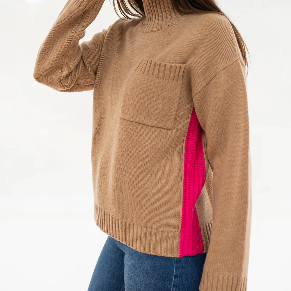 Fudge/Pink Merino & Cashmere Jumper - Image 3