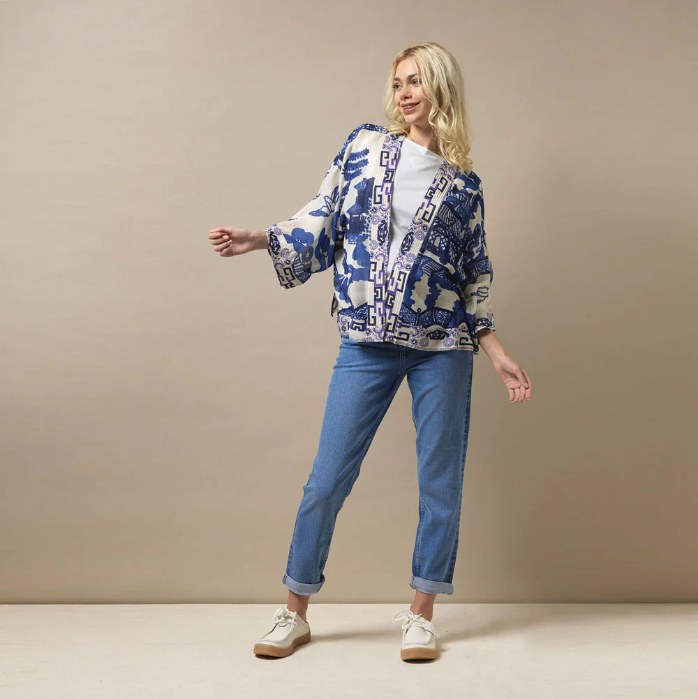 Blue Giant Willows Short Kimono - Image 2