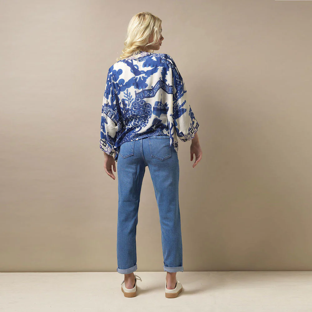 Blue Giant Willows Short Kimono - Image 3